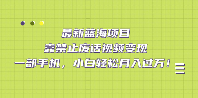 最新蓝海项目,靠禁止废话视频变现,一部手机,小白轻松月入过万!-黑猫轻创业