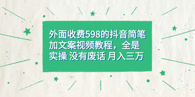外面收费598抖音简笔加文案教程，全是实操 没有废话 月入三万（教程 资料）-黑猫轻创业