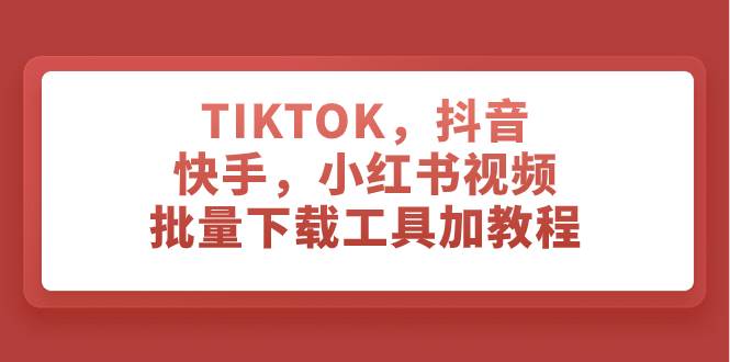 TIKTOK，抖音，快手，小红书视频批量下载工具加教程-黑猫轻创业