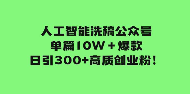 人工智能洗稿公众号单篇10W+爆款,日引300 高质创业粉!-黑猫轻创业