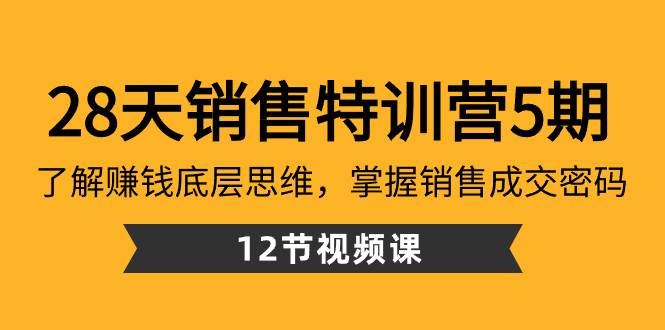 28天·销售特训营5期:了解赚钱底层思维,掌握销售成交密码(12节课)-黑猫轻创业