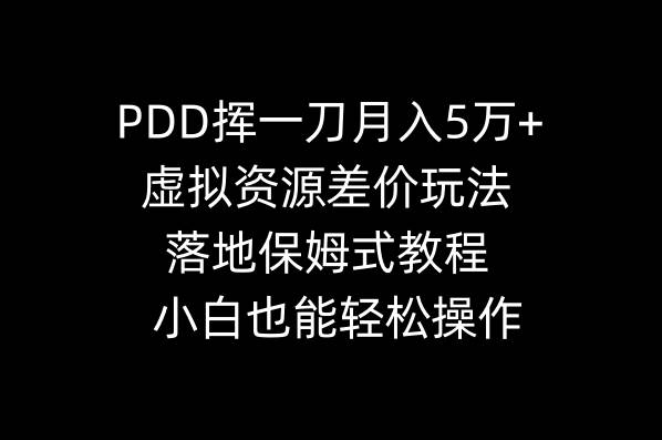 PDD挥一刀月入5万 ,虚拟资源差价玩法,落地保姆式教程,小白也能轻松操作-黑猫轻创业