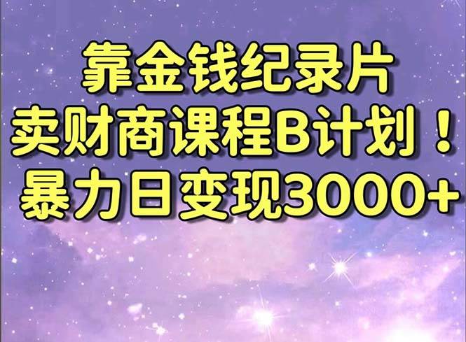 靠金钱纪录片卖财商课程B计划！暴力日变现3000+，喂饭式干货教程！-黑猫轻创业