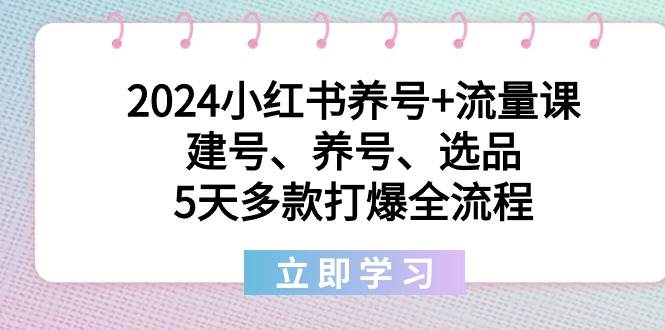 2024小红书养号+流量课：建号、养号、选品，5天多款打爆全流程-黑猫轻创业