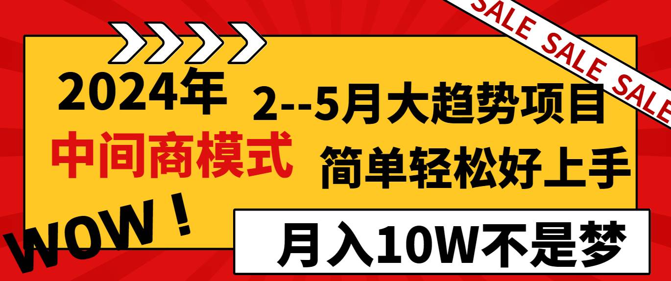 2024年2--5月大趋势项目，利用中间商模式，简单轻松好上手，轻松月入10W...-黑猫轻创业