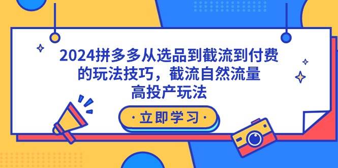 2024拼多多从选品到截流到付费的玩法技巧,截流自然流量玩法,高投产玩法-黑猫轻创业