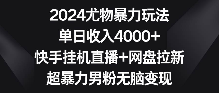 2024尤物暴力玩法 单日收入4000+快手挂机直播+网盘拉新 超暴力男粉无脑变现-黑猫轻创业
