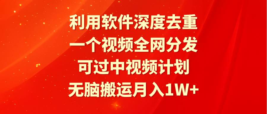 利用软件深度去重,一个视频全网分发,可过中视频计划,无脑搬运月入1W+-黑猫轻创业