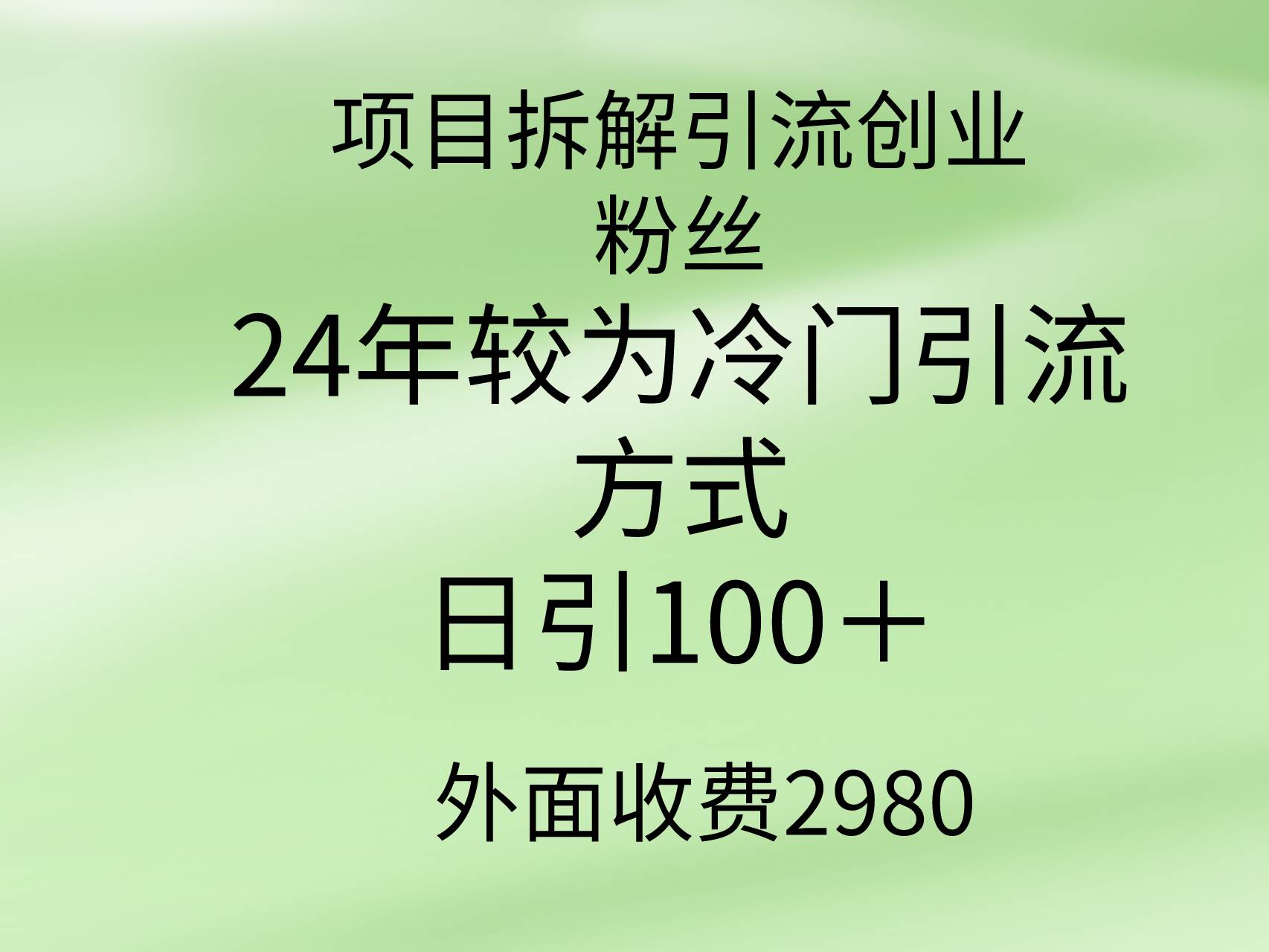 项目拆解引流创业粉丝,24年较冷门引流方式,轻松日引100+-黑猫轻创业