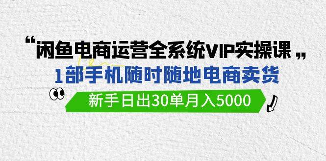 闲鱼电商运营全系统VIP实战课，1部手机随时随地卖货，新手日出30单月入5000-黑猫轻创业