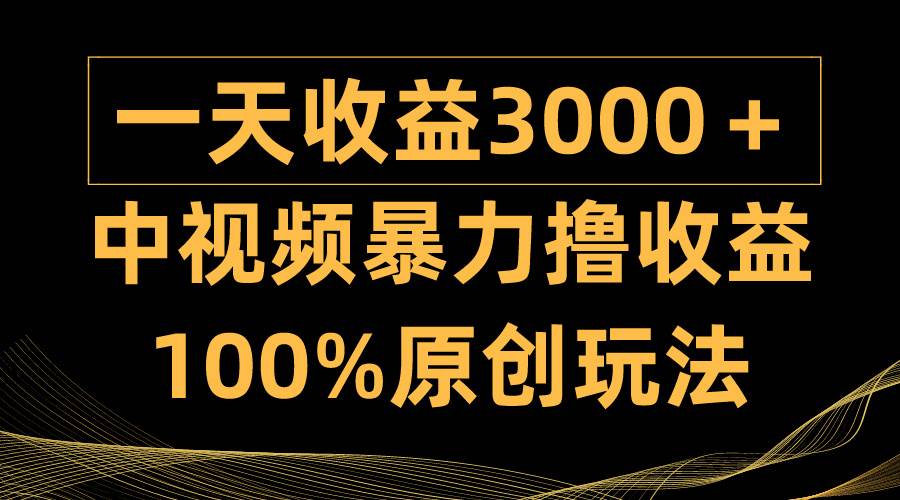 中视频暴力撸收益，日入3000＋，100%原创玩法，小白轻松上手多种变现方式-黑猫轻创业