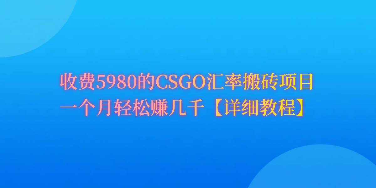 CSGO装备搬砖，月综合收益率高达60%，你也可以！-黑猫轻创业
