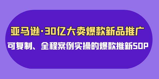 亚马逊30亿·大卖爆款新品推广，可复制、全程案例实操的爆款推新SOP-黑猫轻创业