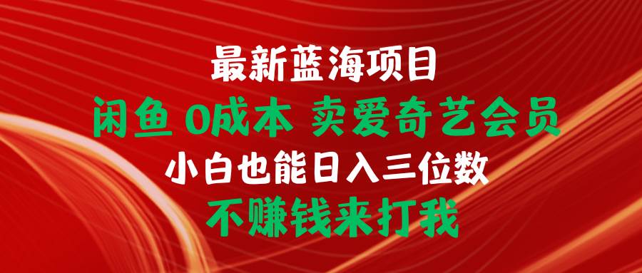 最新蓝海项目 闲鱼0成本 卖爱奇艺会员 小白也能入三位数 不赚钱来打我-黑猫轻创业