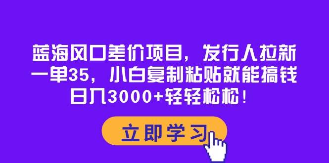 蓝海风口差价项目,发行人拉新,一单35,小白复制粘贴就能搞钱!日入3000+轻轻松松-黑猫轻创业