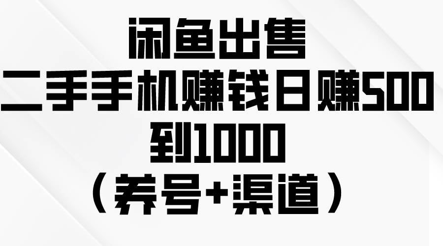 闲鱼出售二手手机赚钱，日赚500到1000（养号+渠道）-黑猫轻创业