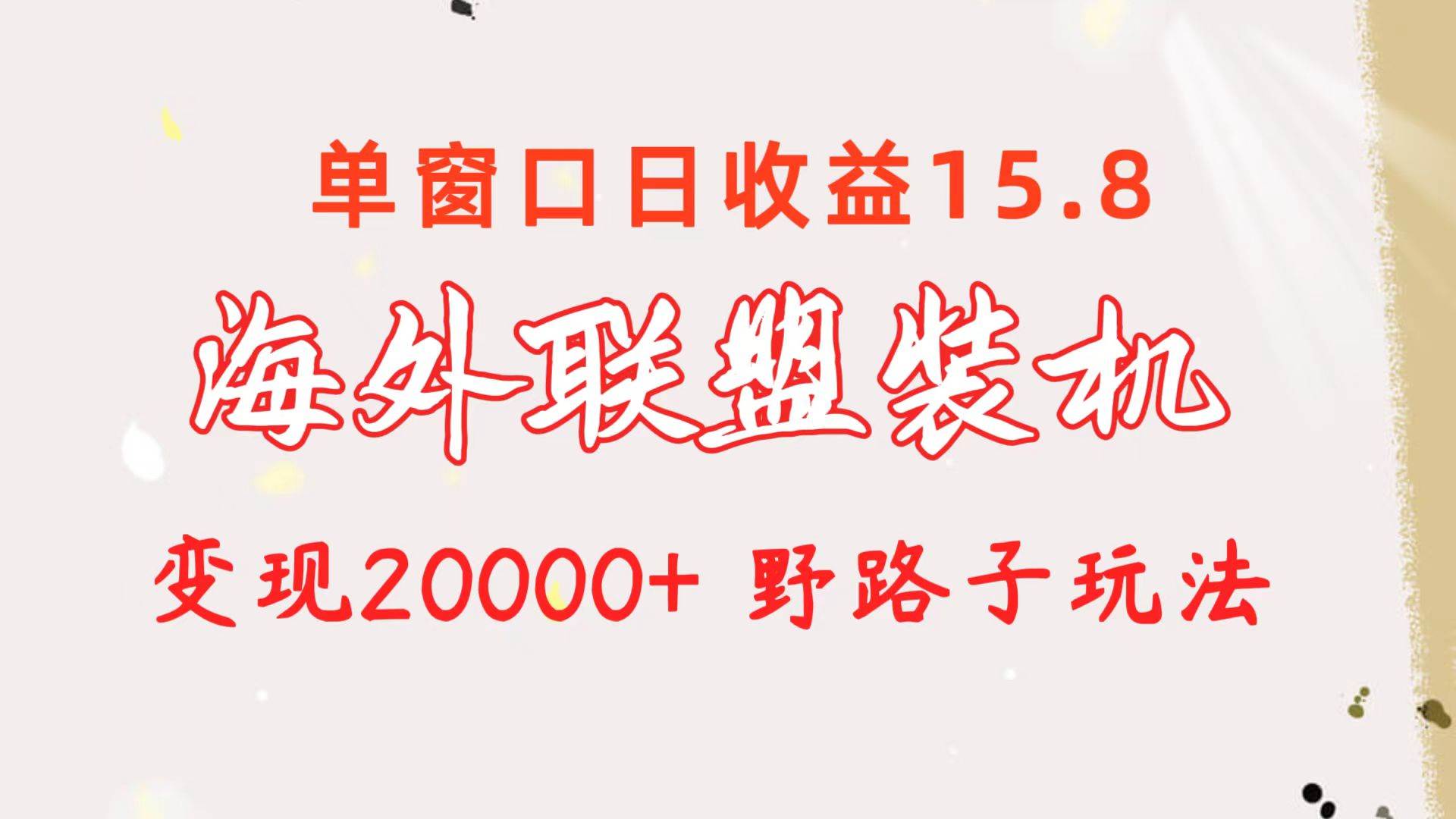 海外联盟装机 单窗口日收益15.8  变现20000+ 野路子玩法-黑猫轻创业