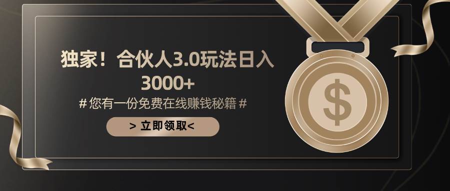 游戏合伙人3.0，日入3000+，无限扩大的蓝海项目-黑猫轻创业