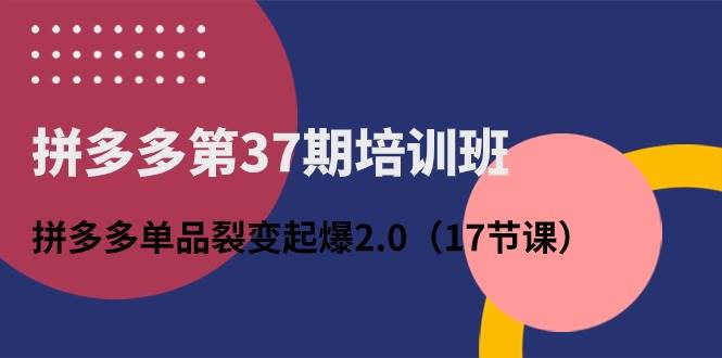 拼多多第37期培训班：拼多多单品裂变起爆2.0（17节课）-黑猫轻创业
