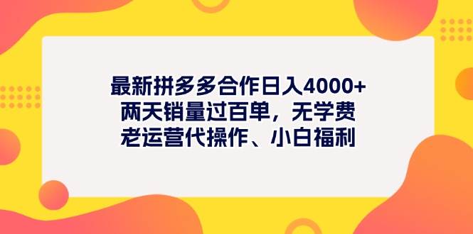最新拼多多项目日入4000+两天销量过百单，无学费、老运营代操作、小白福利-黑猫轻创业