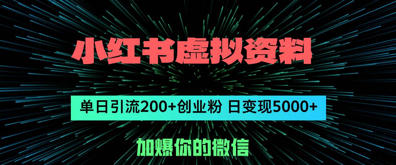 小红书虚拟资料日引流200+创业粉，单日变现5000+-黑猫轻创业